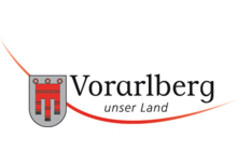 Logo des Lands Vorarlberg. Es beinhaltet das Landeswappen und den Schriftzug "Vorarlberg - unser Land".