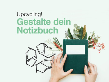 Wir gestalten Notizbücher aus gebrauchten Materialien. Daraus entstehen tolle Upcycling-Produkte.
